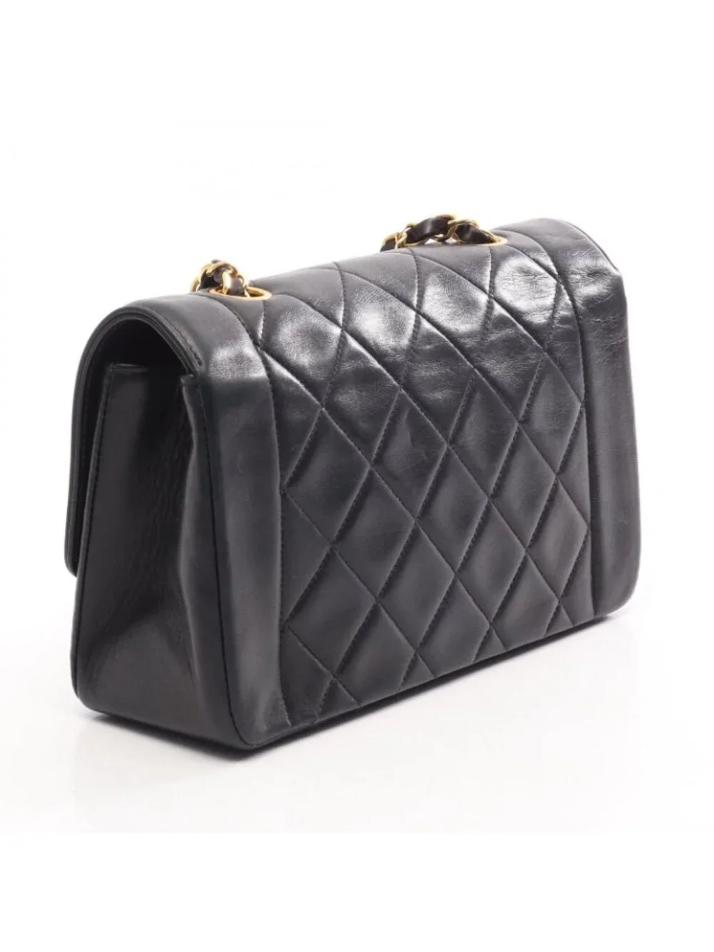 Chanel Shoulder Bag Quilted Diana Flap Black Lambskin Chain